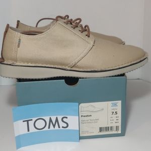 Toms Preston Men Size 7.5 Natural Twill